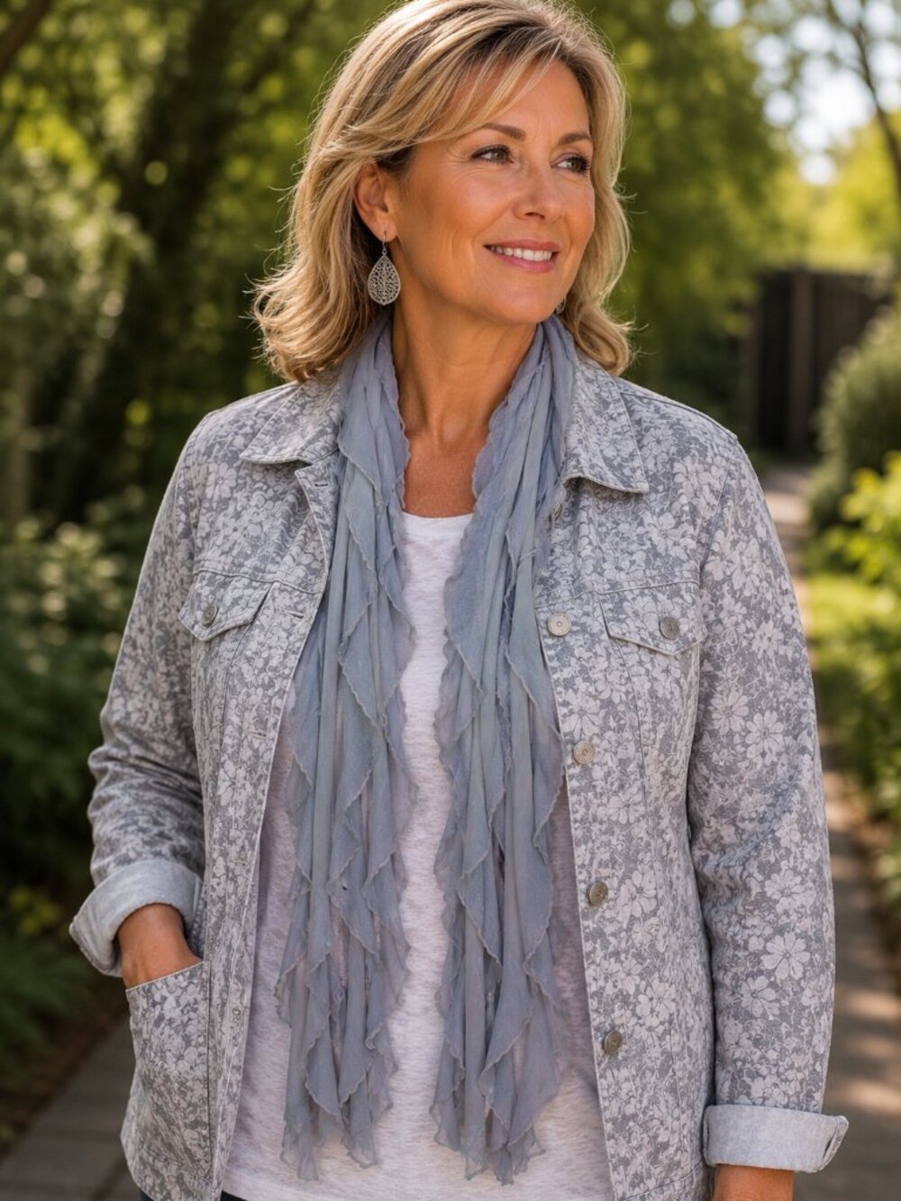 Light Gray Flutter Scarf Lightweight Women Accessory